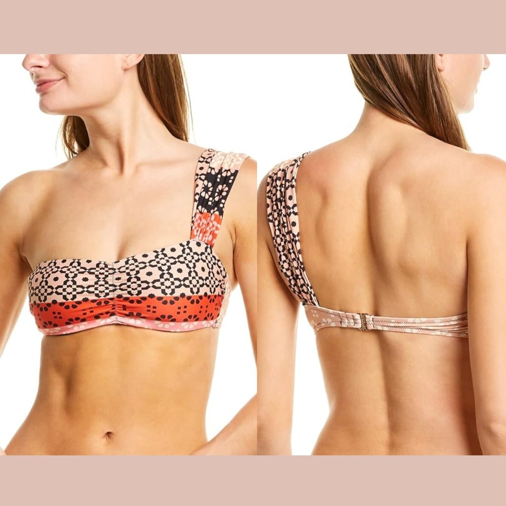 NEW Derek Lam 10 Crosby [‎ Medium ] Amaryllis One Shoulder Ruch Bikini Top U1900